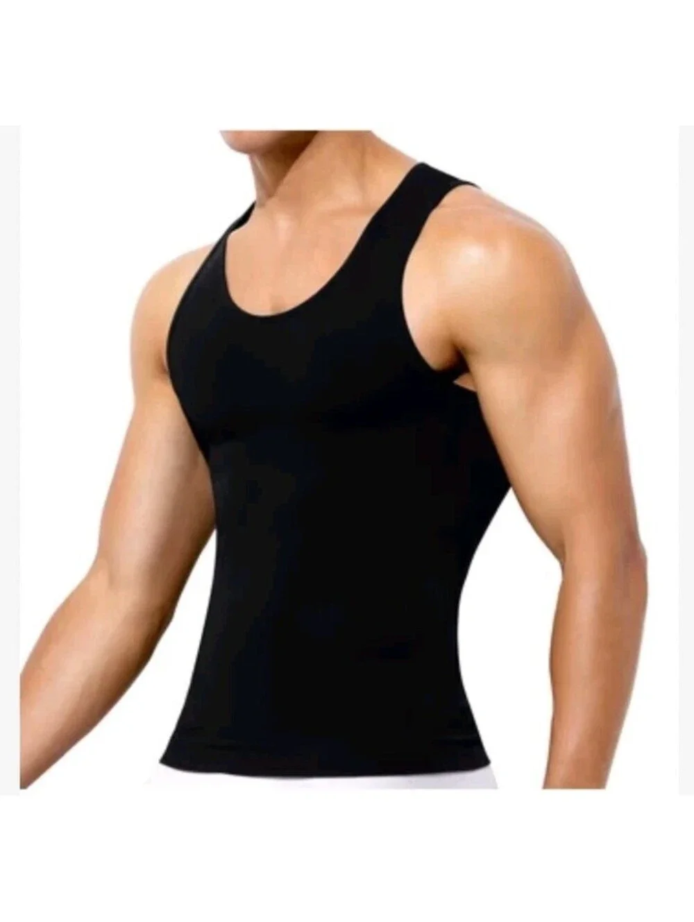 Odoland Mens Body Shaper Slimming Tummy Vest Compression Shirt Black Size 3x